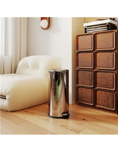 HOMCOM Foot Pedal Bin Stainless Steel Metal Waste Rubbish Lid Kitchen Garbage 30L Silver