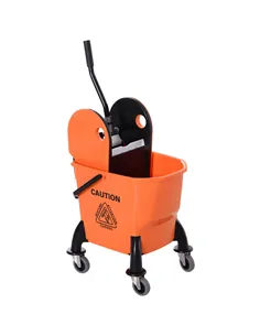 HOMCOM 25L Mop Bucket, with Wringer, Wheels and Handle - Orange