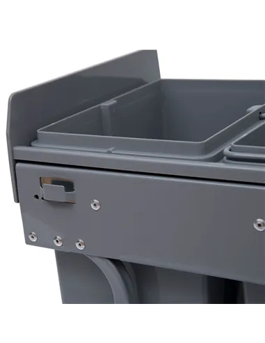 HOMCOM Kitchen Recycle Waste Bin Pull Out Soft Close Dustbin Recycling Cabinet Trash Can Grey (40L (1x20L+2x10L))