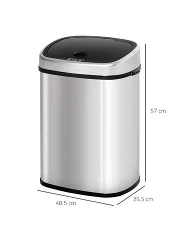 HOMCOM Stainless Steel Kitchen Sensor Dustbin Automatic Touchless Rubbish Garbage Waste Bin 48L Silver