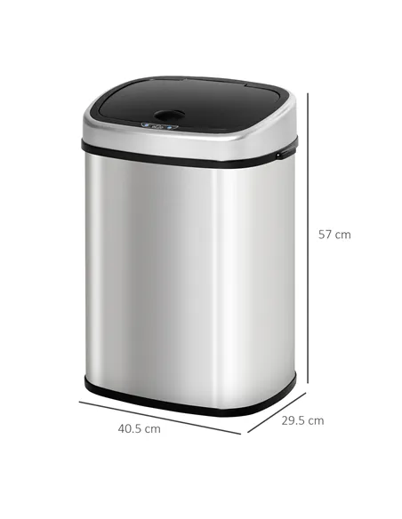 HOMCOM Stainless Steel Kitchen Sensor Dustbin Automatic Touchless Rubbish Garbage Waste Bin 48L Silver