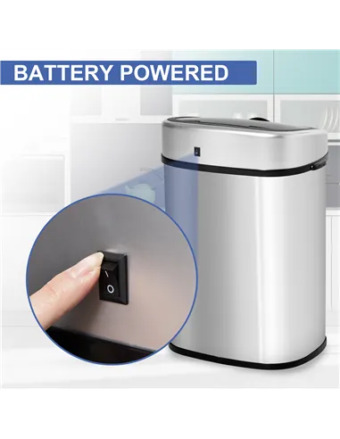 HOMCOM Stainless Steel Kitchen Sensor Dustbin Automatic Touchless Rubbish Garbage Waste Bin 48L Silver