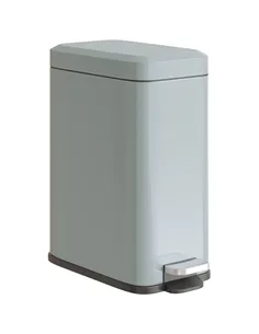 HOMCOM 5L Rectangular Compact Bin Steel Body Removable Bucket Quiet-Close Lid w/ Pedal Lid Rubbish Trash Can Home Office Bedroom