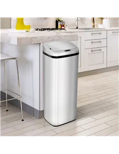 HOMCOM 50L Infrared Touchless Automatic Motion Sensor Dustbin Stainless Steel Trash Can Home Office 2
