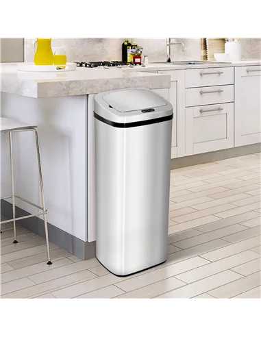 HOMCOM 50L Infrared Touchless Automatic Motion Sensor Dustbin Stainless Steel Trash Can Home Office