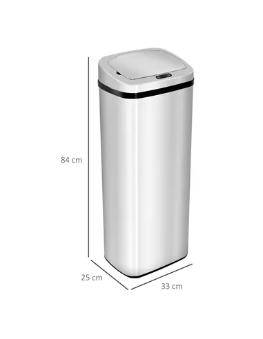 HOMCOM 50L Infrared Touchless Automatic Motion Sensor Dustbin Stainless Steel Trash Can Home Office