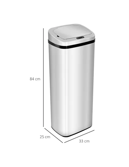 HOMCOM 50L Infrared Touchless Automatic Motion Sensor Dustbin Stainless Steel Trash Can Home Office