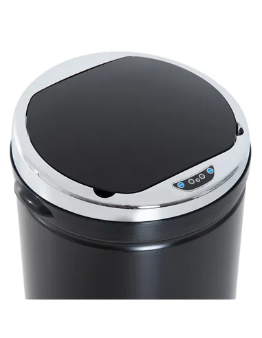 HOMCOM 42L Sensor Bin for Kitchen Waste Automatic Dustbin Motion Detection Dustbin  Stainless Steel Rubbish Can with Bucket, Bla