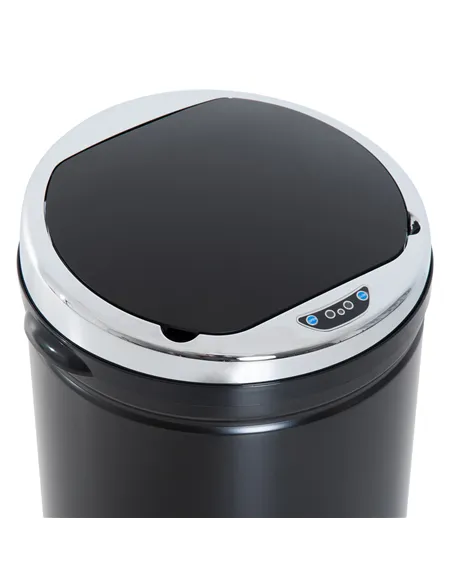 HOMCOM 42L Sensor Bin for Kitchen Waste Automatic Dustbin Motion Detection Dustbin  Stainless Steel Rubbish Can with Bucket, Bla
