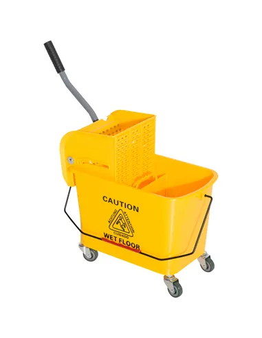 HOMCOM 20L Mop Bucket on Wheels, with Water Separation Panel - Yellow