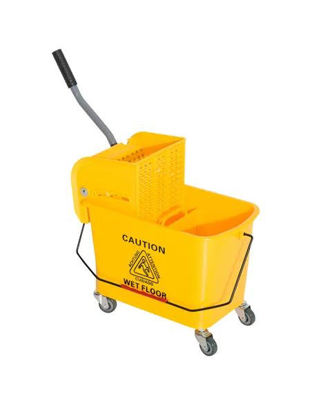 HOMCOM 20L Mop Bucket on Wheels, with Water Separation Panel - Yellow
