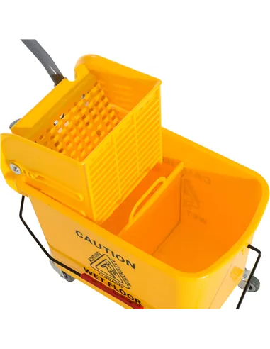 HOMCOM 20L Mop Bucket on Wheels, with Water Separation Panel - Yellow