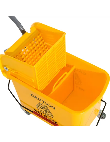 HOMCOM 20L Mop Bucket on Wheels, with Water Separation Panel - Yellow