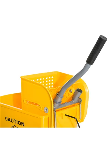 HOMCOM 20L Mop Bucket on Wheels, with Water Separation Panel - Yellow