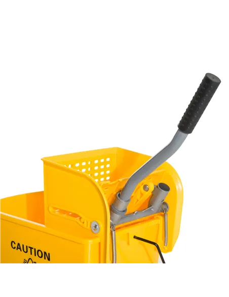 HOMCOM 20L Mop Bucket on Wheels, with Water Separation Panel - Yellow