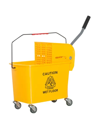 HOMCOM 20L Mop Bucket on Wheels, with Water Separation Panel - Yellow