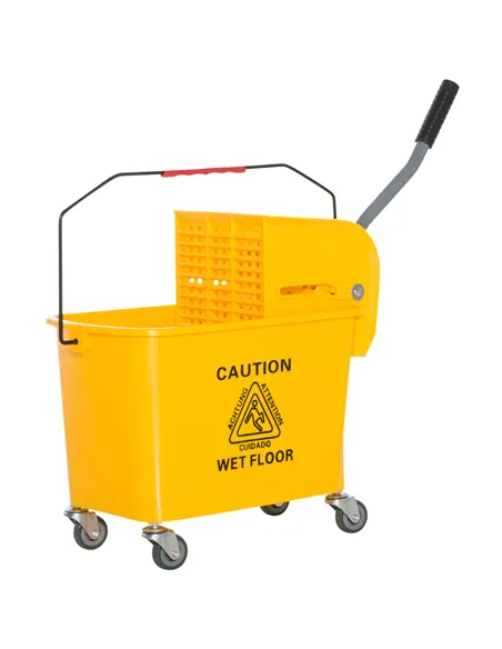 HOMCOM 20L Mop Bucket on Wheels, with Water Separation Panel - Yellow