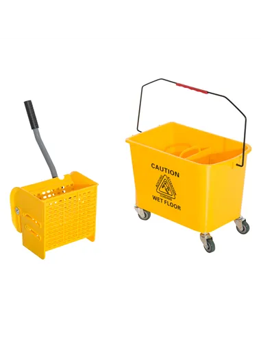 HOMCOM 20L Mop Bucket on Wheels, with Water Separation Panel - Yellow