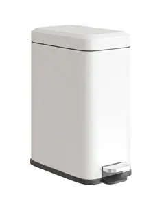 HOMCOM 5L Rectangular Compact Bin Steel Body Removable Bucket Quiet-Close Lid w/ Pedal Lid Rubbish Trash Can Home Office Bedroom