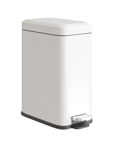 HOMCOM 5L Rectangular Compact Bin Steel Body Removable Bucket Quiet-Close Lid w/ Pedal Lid Rubbish Trash Can Home Office Bedroom