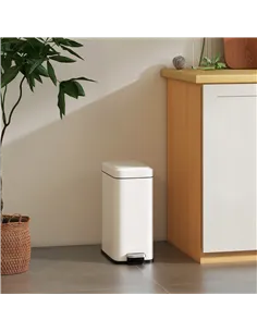 HOMCOM 5L Rectangular Compact Bin Steel Body Removable Bucket Quiet-Close Lid w/ Pedal Lid Rubbish Trash Can Home Office Bedroom 2