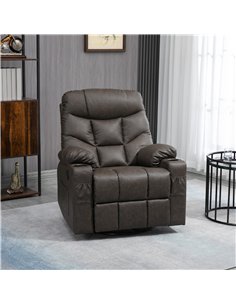 HOMCOM Manual Reclining Chair, Recliner Armchair with Faux Leather, Footrest, Cup Holders, 86x93x102cm, Brown 2