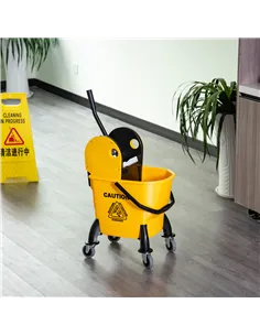 HOMCOM 25L Mop Bucket, with Wringer, Wheels and Handle - Yellow 2
