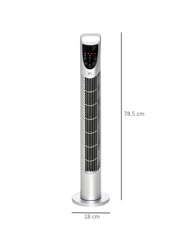 HOMCOM 31" Oscillating Tower Fan with Remote Control, 7.5H Timer, 3 Speed 3 Modes, Electric Floor Standing Cooling Fan for Home 
