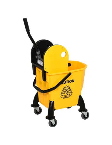 HOMCOM 25L Mop Bucket, with Wringer, Wheels and Handle - Yellow