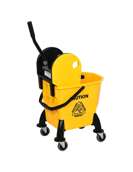 HOMCOM 25L Mop Bucket, with Wringer, Wheels and Handle - Yellow
