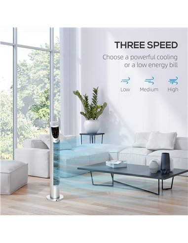 HOMCOM 31" Oscillating Tower Fan with Remote Control, 7.5H Timer, 3 Speed 3 Modes, Electric Floor Standing Cooling Fan for Home 