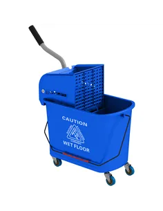 HOMCOM 20L Compact Mop Bucket on Wheels, with Water Separation Panel - Blue