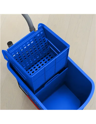 HOMCOM 20L Compact Mop Bucket on Wheels, with Water Separation Panel - Blue