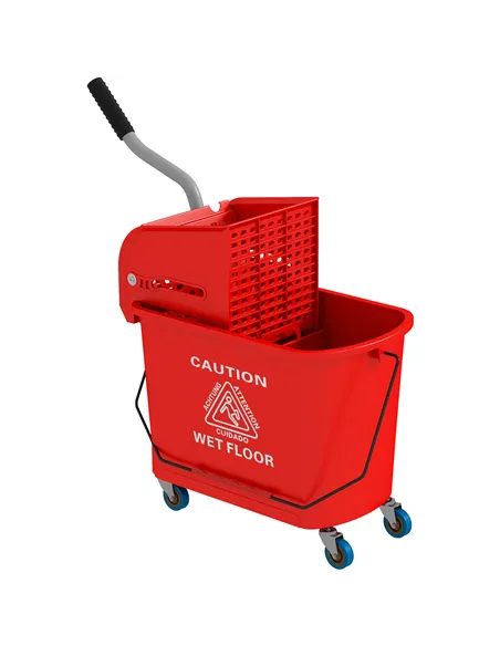 HOMCOM 20L Compact Mop Bucket on Wheels, with Water Separation Panel - Red