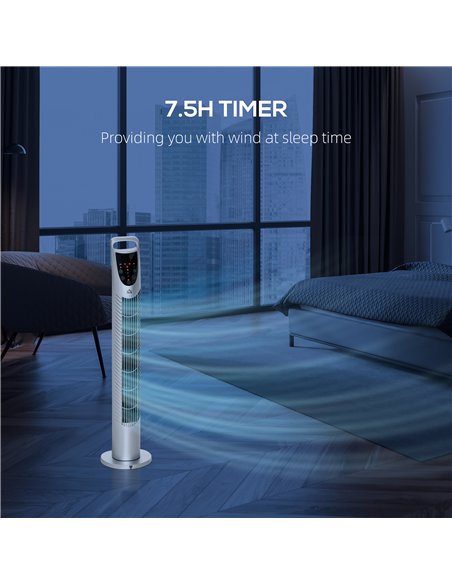 HOMCOM 31" Oscillating Tower Fan with Remote Control, 7.5H Timer, 3 Speed 3 Modes, Electric Floor Standing Cooling Fan for Home 