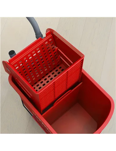 HOMCOM 20L Compact Mop Bucket on Wheels, with Water Separation Panel - Red