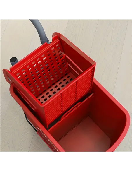 HOMCOM 20L Compact Mop Bucket on Wheels, with Water Separation Panel - Red