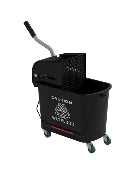 HOMCOM 20L Compact Mop Bucket on Wheels, with Water Separation Panel - Black