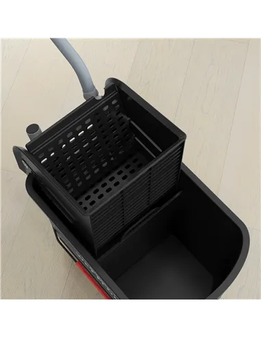 HOMCOM 20L Compact Mop Bucket on Wheels, with Water Separation Panel - Black