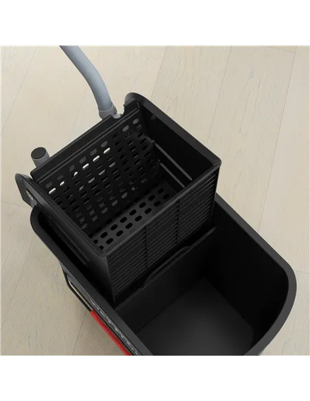 HOMCOM 20L Compact Mop Bucket on Wheels, with Water Separation Panel - Black