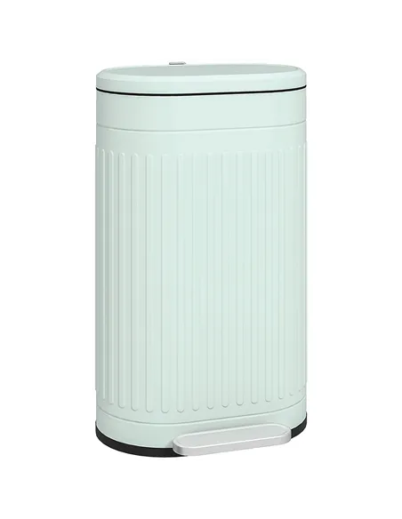 HOMCOM 30L Metal Kitchen Bin, with Soft-Close Lid - Light Green