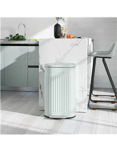 HOMCOM 30L Metal Kitchen Bin, with Soft-Close Lid - Light Green 2