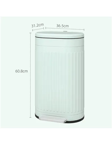 HOMCOM 30L Metal Kitchen Bin, with Soft-Close Lid - Light Green
