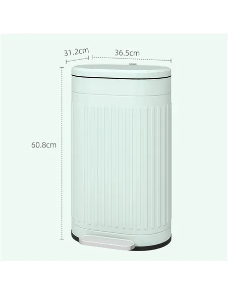 HOMCOM 30L Metal Kitchen Bin, with Soft-Close Lid - Light Green