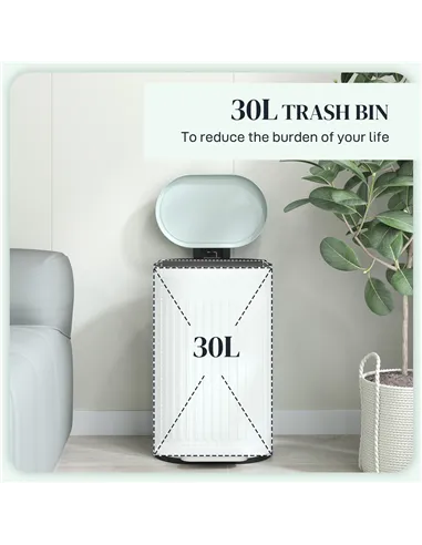 HOMCOM 30L Metal Kitchen Bin, with Soft-Close Lid - Light Green