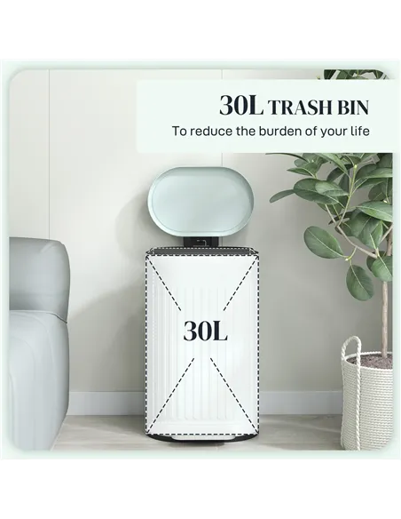 HOMCOM 30L Metal Kitchen Bin, with Soft-Close Lid - Light Green