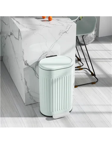 HOMCOM 30L Metal Kitchen Bin, with Soft-Close Lid - Light Green