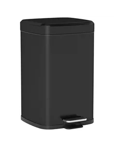 HOMCOM 20L Modern Boxy Metal Home Kitchen Bin - Black