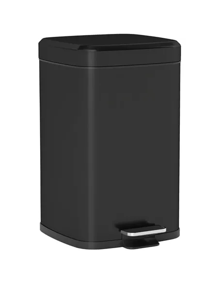 HOMCOM 20L Modern Boxy Metal Home Kitchen Bin - Black