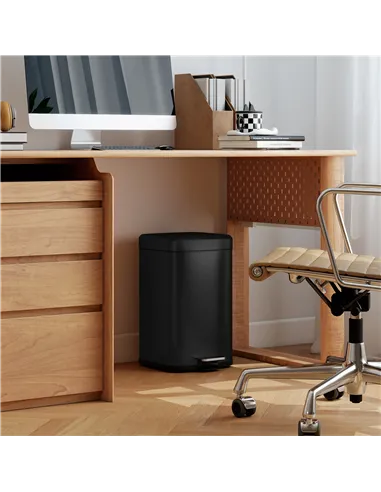 HOMCOM 20L Modern Boxy Metal Home Kitchen Bin - Black